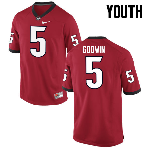 Youth Georgia Bulldogs #5 Terry Godwin College Football Jerseys-Red